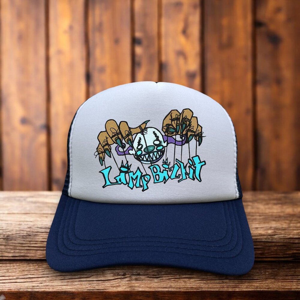 Limp Bizkit Mens Trucker Hat Navy Snapback Throwback 90s Rap Metal Baseball Cap